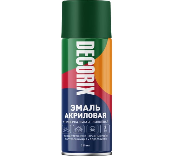 Изображение товара Аэрозольная акриловая эмаль Decorix (универсальная; темно-зеленый; 520 мл) 0101-15 DX