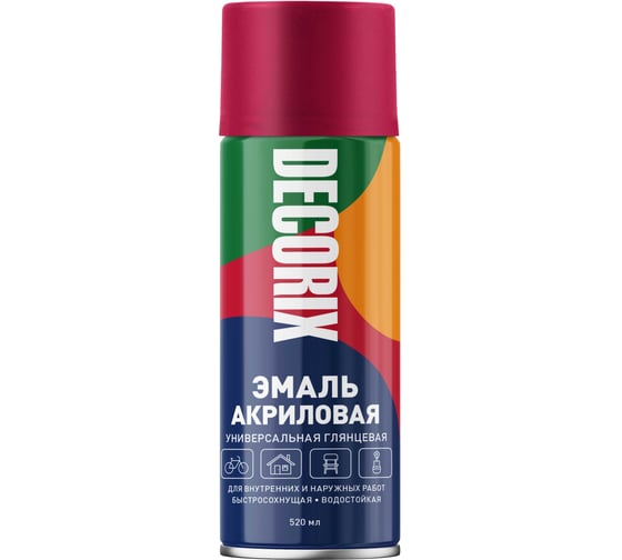 Изображение товара Аэрозольная акриловая эмаль Decorix (универсальная; темно-красный; 520 мл) 0101-05 DX