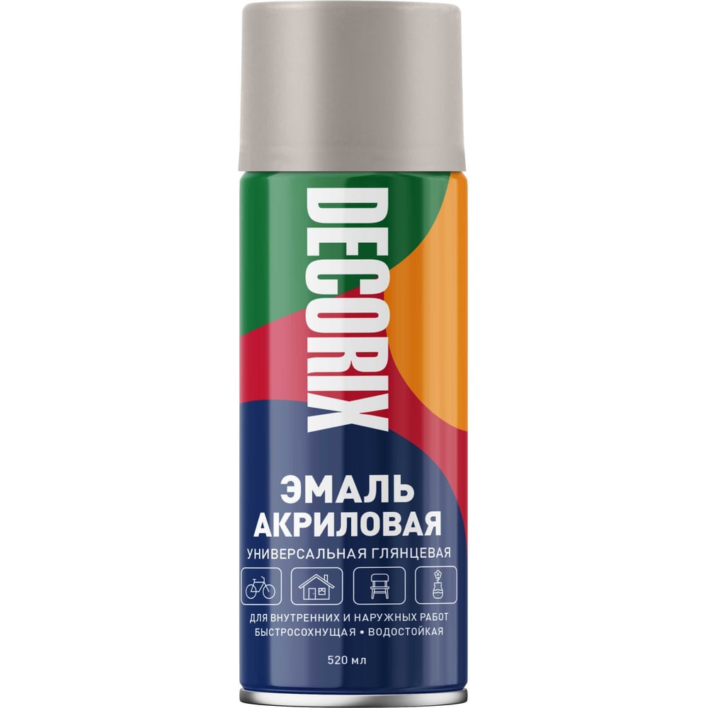 Изображение товара Аэрозольная акриловая эмаль Decorix (универсальная; серый жемчуг; 520 мл) 0101-18 DX