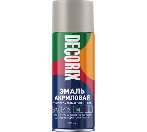 Изображение товара Аэрозольная акриловая эмаль Decorix (универсальная; серый жемчуг; 520 мл) 0101-18 DX