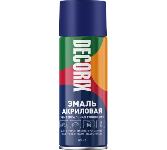 Изображение товара Аэрозольная акриловая эмаль Decorix (универсальная; ультрамарин; 520 мл) 0101-92 DX