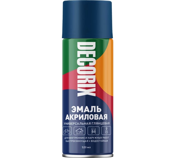 Изображение товара Аэрозольная акриловая эмаль Decorix (универсальная; темно-синий; 520 мл) 0101-74 DX