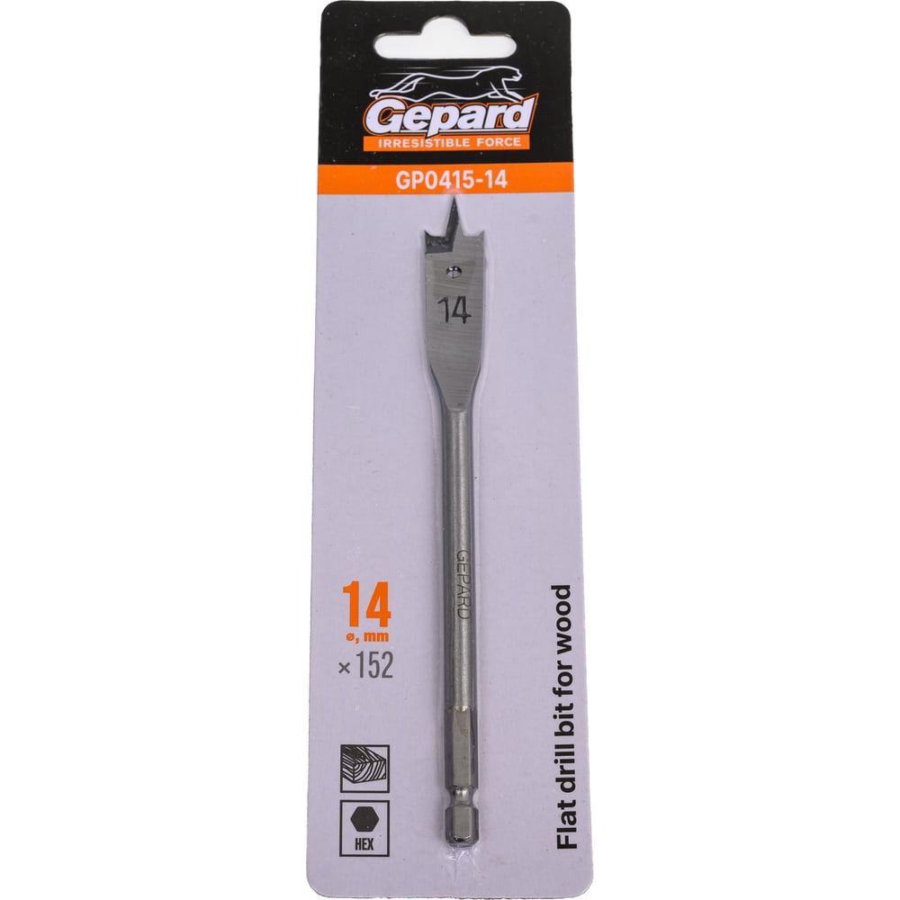 Изображение товара Сверло перьевое по дереву GEPARD GP0415-14 14x152 мм профессиональное