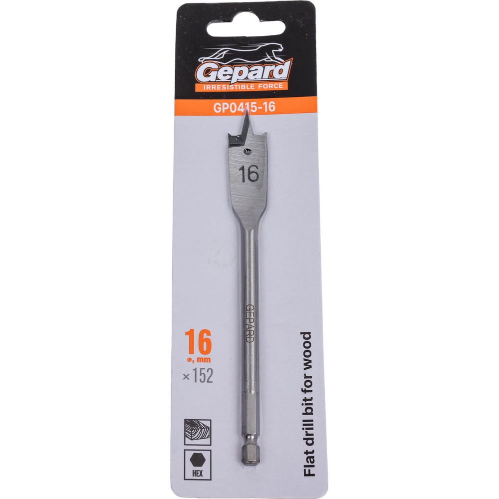 Изображение товара Сверло перьевое по дереву 16x152мм GEPARD GP0415-16 для точного сверления