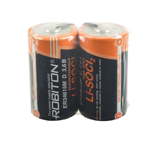 Изображение товара Элемент питания ROBITON 2шт. ER34615M-FT D высокотоковые с лепестковыми выводами 15708