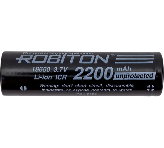 Изображение товара Аккумулятор ROBITON 2.2/Li18650/np без защиты, черный 18226