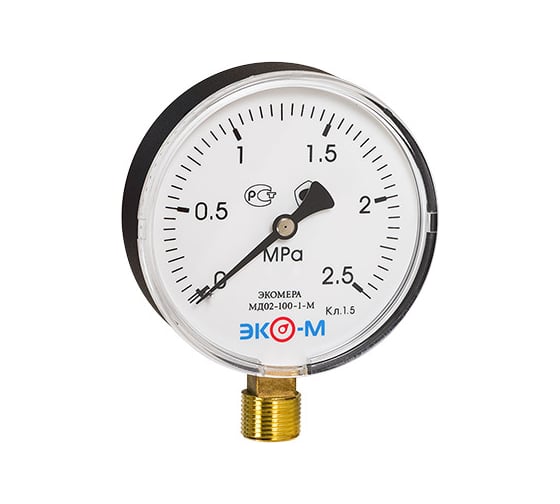 Изображение товара Манометр ЭКО-М Экомера МД02-100 мм 0..2,5МПа М20x1,5 (Эконом) МД02-100-М-2,5МПа-ЭИ