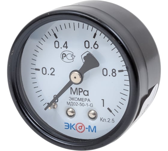 Изображение товара Манометр ЭКО-М Экомера МД02-50мм 0..1МПа G1\4 Осевой МД02-50-G-1МПа-ОИ