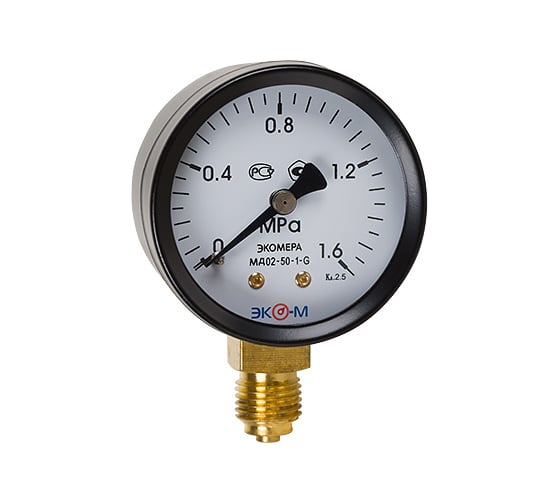 Изображение товара Манометр ЭКО-М Экомера МД02-50 мм 0..1,6МПа G1\4 МД02-50-G-1,6МПа-РИ