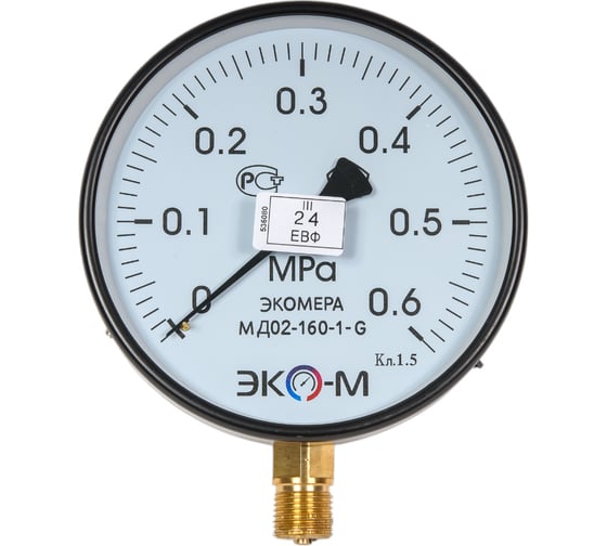 Изображение товара Манометр ЭКО-М Экомера МД02-160 мм 0..0,6 МПа G1\2 МД02-160-G-0,6МПа