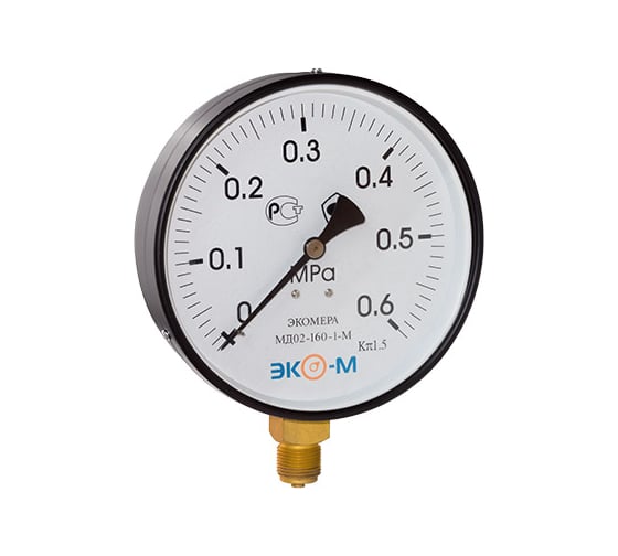 Изображение товара Манометр ЭКО-М Экомера МД02-160 мм 0..0,6МПа М20x1,5 МД02-160-M-0,6МПа