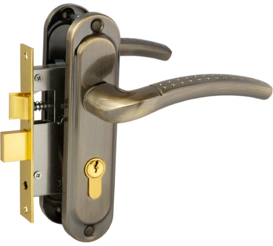 Изображение товара Врезной замок в комплекте с ручкой и цилиндром VЕTTORE 1126 AB m60 бронза 20270