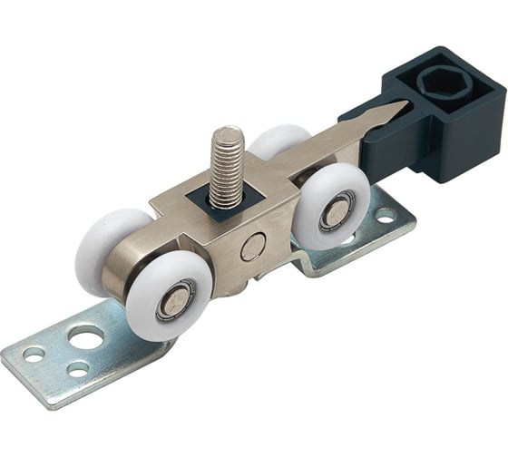 Изображение товара Комплект роликов для раздвижных дверей Trodos с фиксатором QD-978 верхнее крепление, вкладные 203009