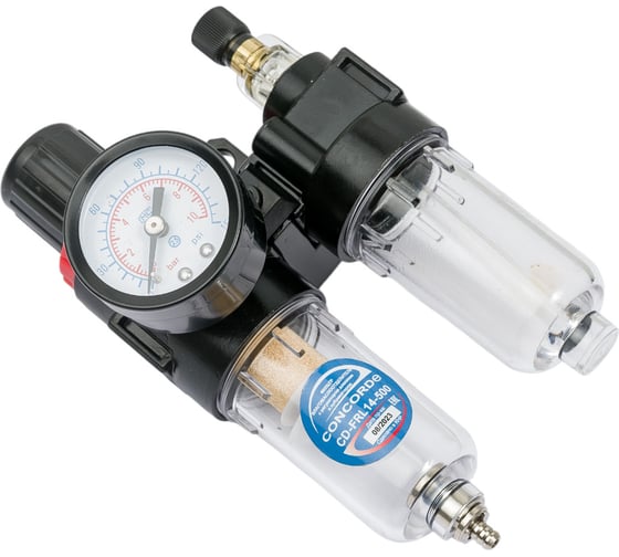 Изображение товара Фильтр влагомаслоотделитель с регулятором давления и лубрикатором CD-FRL14-500 CONCORDE 6666741