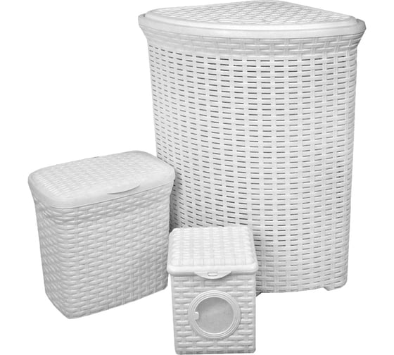 Изображение товара Набор корзин для хранения Violet Ротанг 3х 60 л, 10 л, 3 л, белый N-Rotang/3-008-06