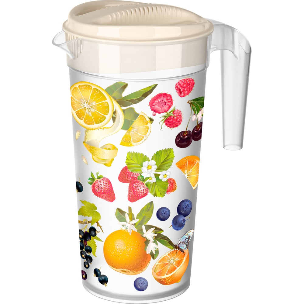 Изображение товара Кувшин с крышкой и декором Phibo 1.5 л, пластиковый, бежевый