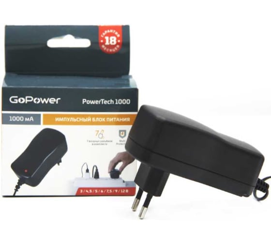 Изображение товара Импульсный универсальный блок питания GoPower PowerTech 1000 (1/100) 00-00015335