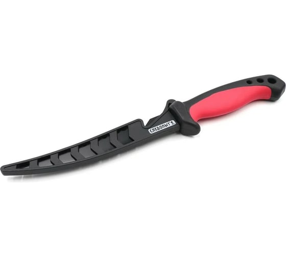 Изображение товара Филейный разделочный нож Следопыт прорезиненная ручка, клинок 150 мм, черный, в чехле PF-PK-22