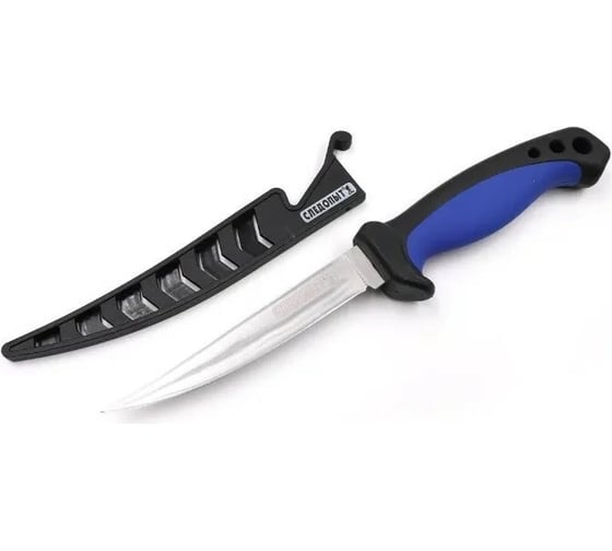 Изображение товара Разделочный нож Следопыт прорезиненная ручка, длина клинка 127 мм, в чехле PF-PK-20