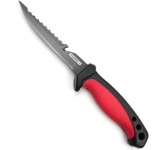 Изображение товара Филейный разделочный нож Следопыт прорезиненная ручка, клинок 125 мм, черный, в чехле PF-PK-27