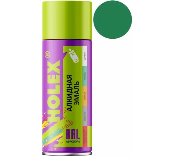 Изображение товара Алкидная эмаль Holex 6032 RAL зеленая, 520 мл HAS-59779
