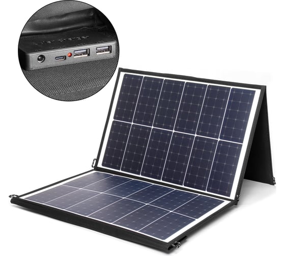 Изображение товара Складная влагозащищенная солнечная батарея TopOn 120W 18V DC, Type-C PD 60W, USB QC3.0 18W, USB 12W, на 3 секции TOP-SOLAR-120