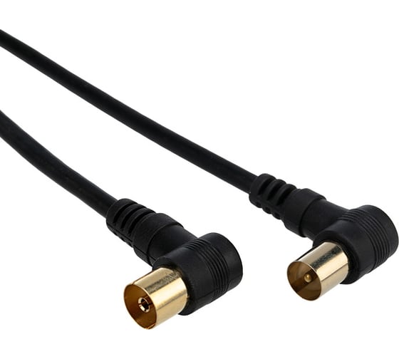 Изображение товара Шнур REXANT TV гнездо - TV штекер, угловой, 3 метра, черный 18-0014