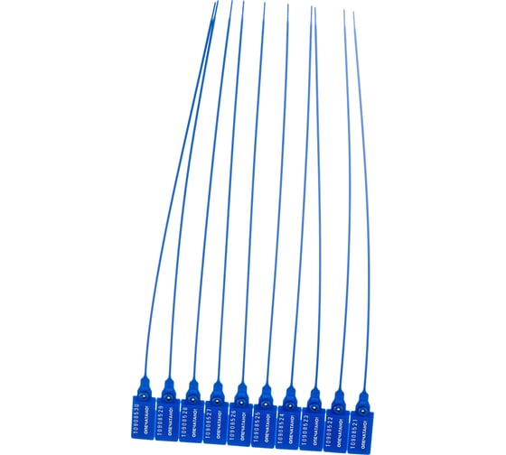 Изображение товара Пластиковая номерная пломба ООО Пломба.Ру D 2,3 мм, L 350 мм, синий 50 шт. КПП-3-1603 ст 639317