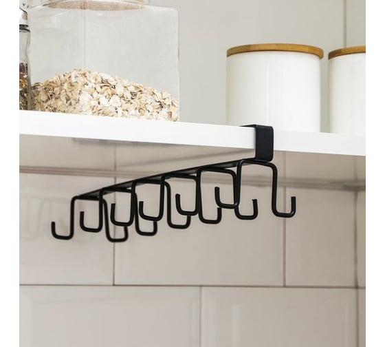 Изображение товара Подвесной держатель для кружек Доляна на 12 предметов, цвет черный 5516639