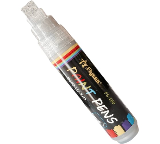 Изображение товара Маркер-краска Flysea промышленный Paint Marker FS-180 с широким наконечником (10.0 мм), серебряный FS-180-silver