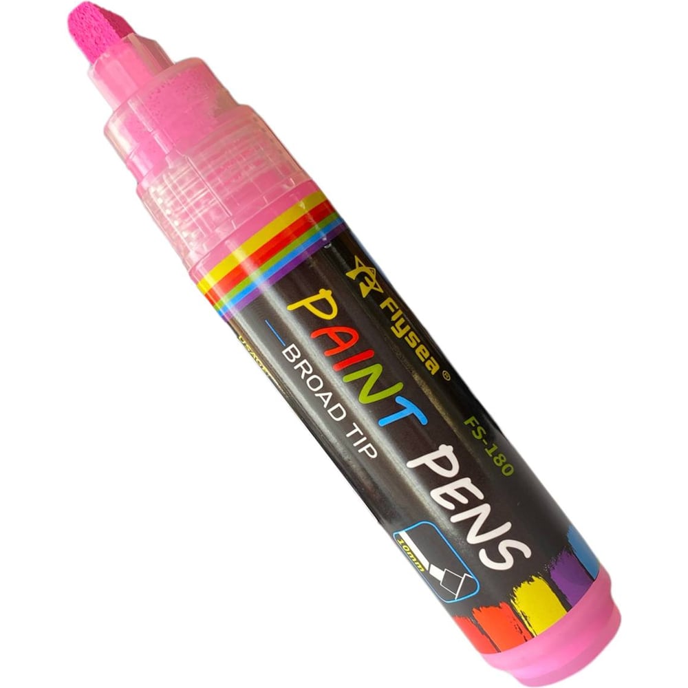 Изображение товара Промышленный маркер-краска Flysea FS-180 с широким наконечником 10 мм розовый