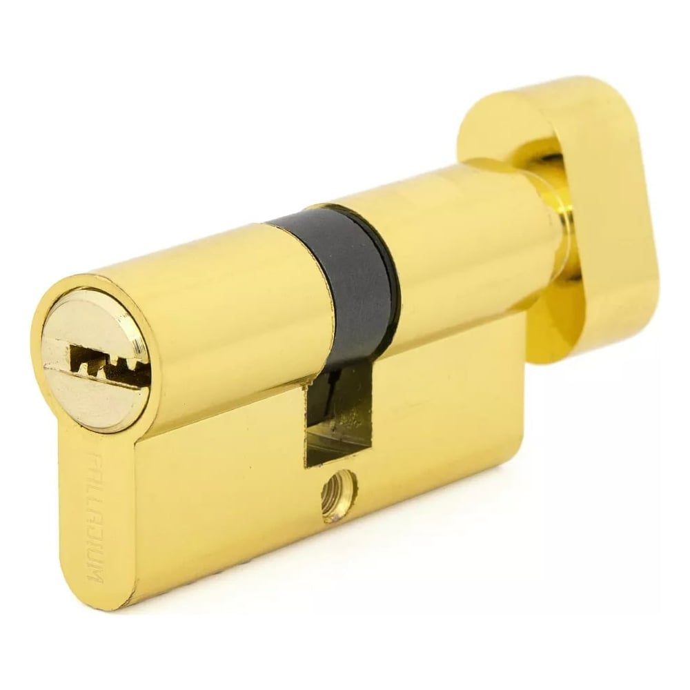 Изображение товара Цилиндровый механизм Palladium ZN 60 C BK PB двухсторонний с 5 ключами и покрытием гальваника