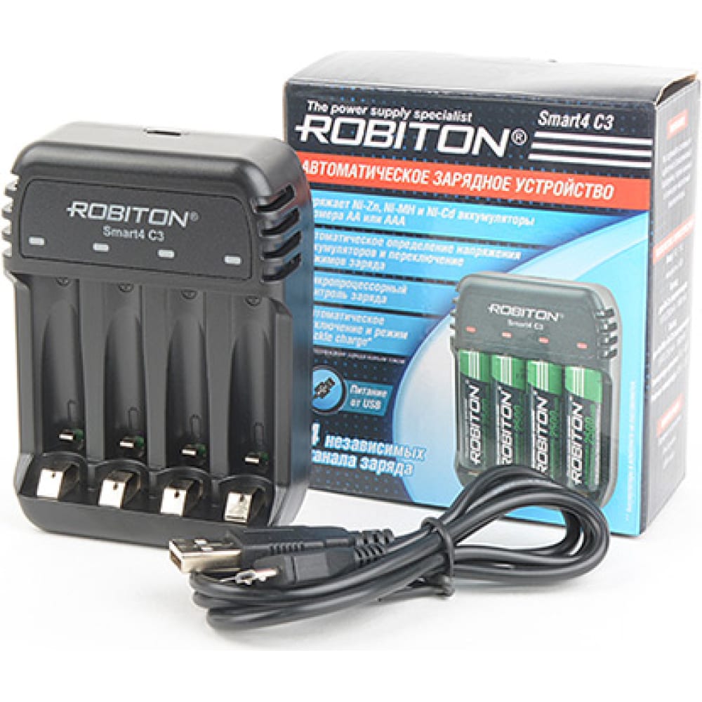 Зарядное устройство Robiton интеллектуальное usb зарядное устройство lii s2 lcd для 3 7v 18650 18350 16340 21700 26650 1 2v aa aaa nimh liion аккумулятор