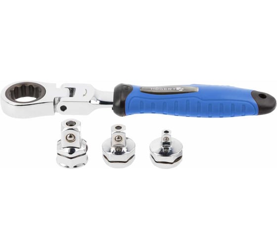 Изображение товара Ключ с трещоткой и шарниром HOEGERT TECHNIK со сменными адаптерами 5 шт. HT1R395