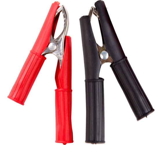 Изображение товара Зажим крокодил REXANT 30 А 75 мм в изоляторе черный и красный 50 шт 16-0016