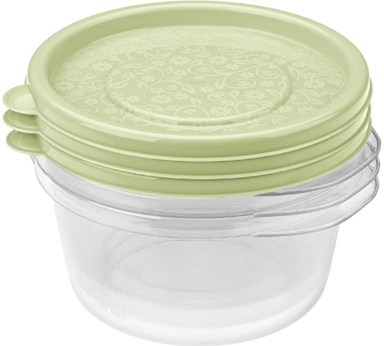 Изображение товара Комплект контейнеров Phibo Арт-декор 0,44л 3 шт Зеленый 431154009