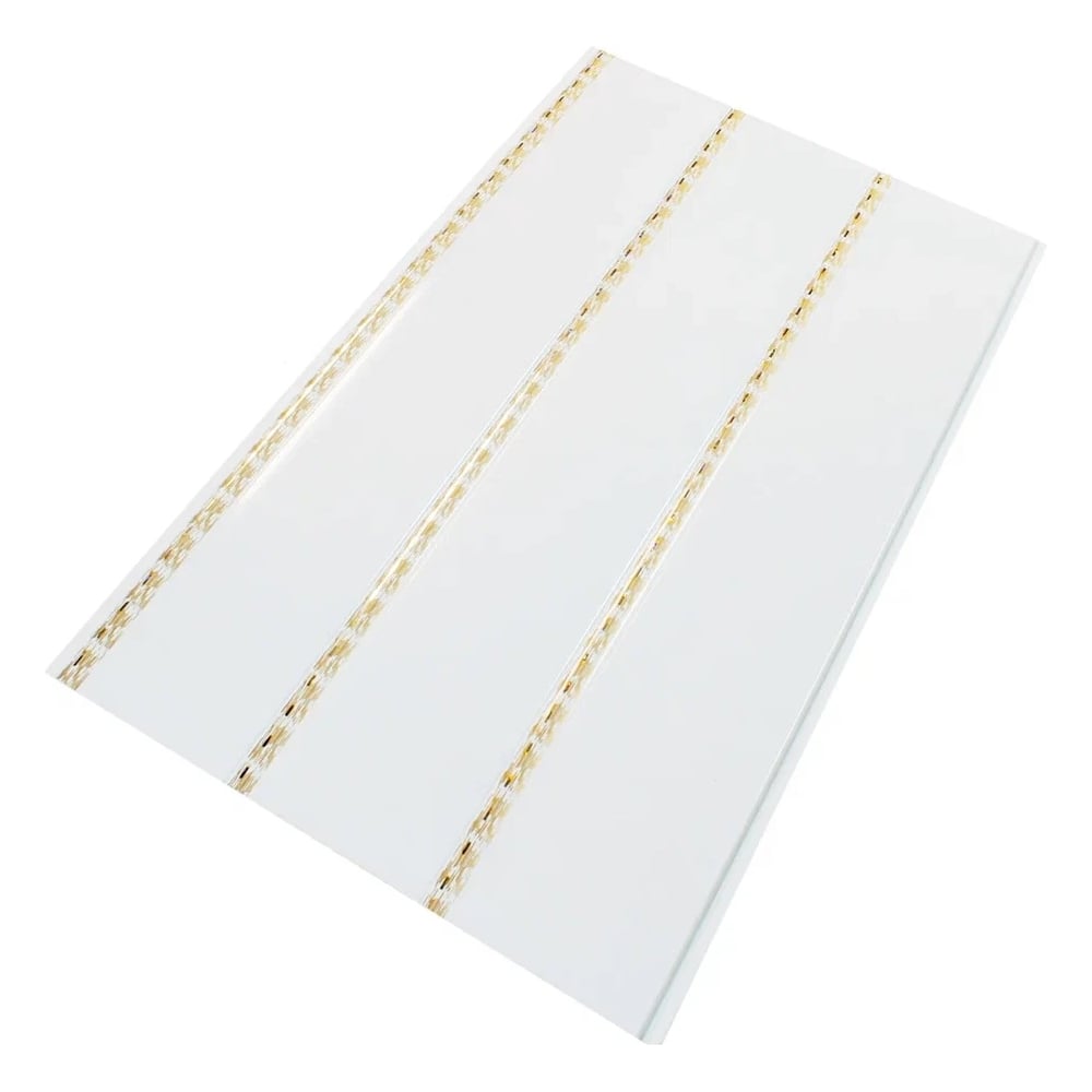 Изображение товара Панели ПВХ Софитто 3 полосы Кантри золото лак 10 шт для потолков и стен