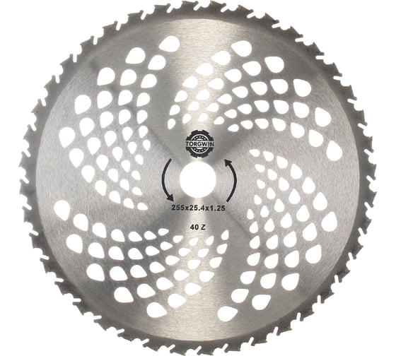 Изображение товара Диск нож турбо с твердосплавными напайками для триммера 255х25.4х1.25 мм, 40 зубьев TORGWIN S12510
