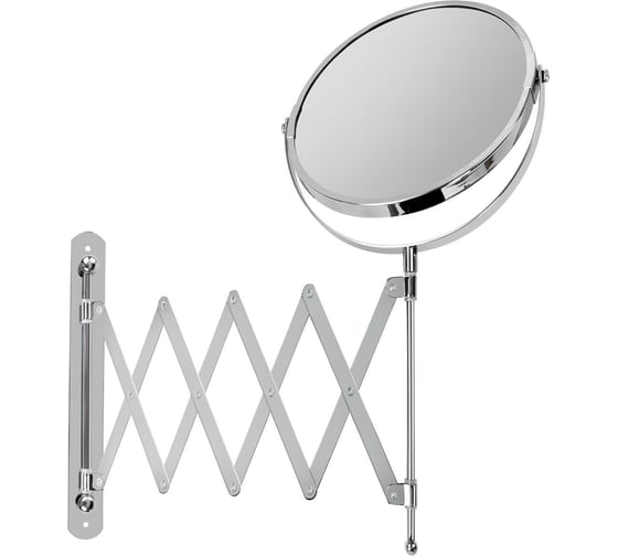 Изображение товара Настенное зеркало BRABIX диаметр 17 см, двухстороннее, с увеличением, нержавеющая сталь, выдвижное 607420