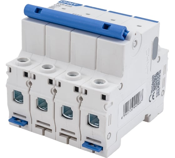 Изображение товара Автоматический выключатель CHINT модульный 4п C 25А 4.5кА NXB-63S (R) 296907