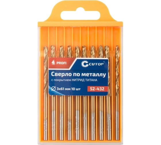 Изображение товара Сверло по металлу с титановым покрытием Profi 3x61 мм, 10 шт CUTOP 52-432