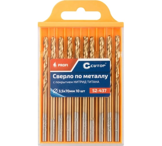 Изображение товара Сверло по металлу с титановым покрытием Profi 3.5x70 мм, 10 шт CUTOP 52-437