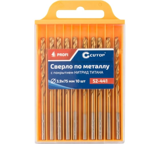 Изображение товара Сверло по металлу с титановым покрытием Profi 3.9x75 мм, 10 шт CUTOP 52-441