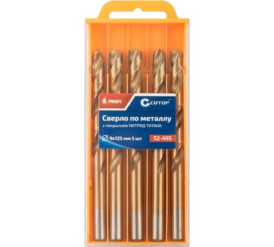 Изображение товара Сверло по металлу с титановым покрытием Profi 9x125 мм, 5 шт CUTOP 52-455