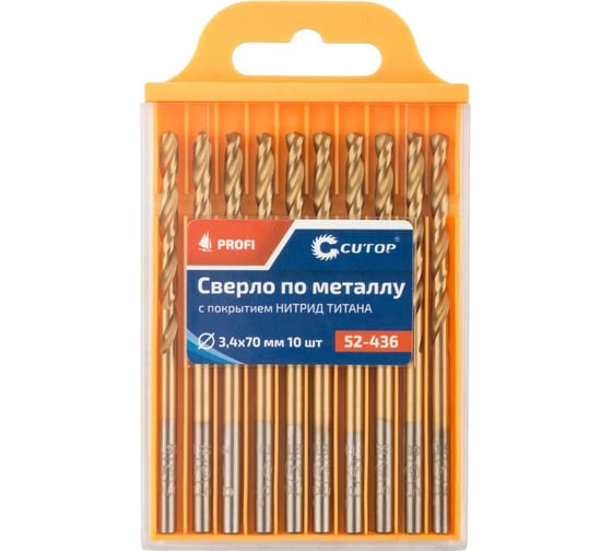 Изображение товара Сверло по металлу с титановым покрытием Profi 3.4x70 мм, 10 шт CUTOP 52-436