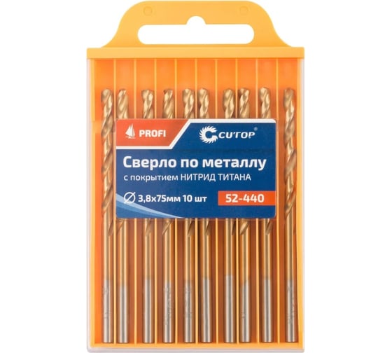 Изображение товара Сверло по металлу с титановым покрытием Profi 3.8x75 мм, 10 шт CUTOP 52-440