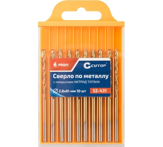 Изображение товара Сверло по металлу с титановым покрытием Profi 2.8x61 мм, 10 шт CUTOP 52-431