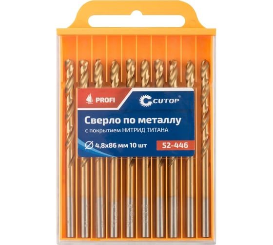 Изображение товара Сверло по металлу с титановым покрытием Profi 4.8x86 мм, 10 шт CUTOP 52-446