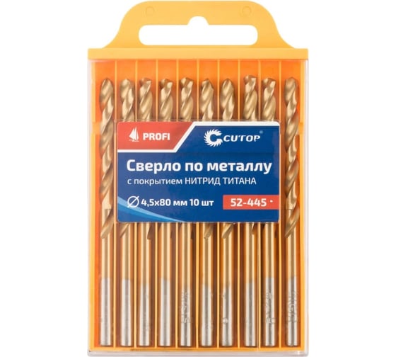Изображение товара Сверло по металлу с титановым покрытием Profi 4.5x80 мм, 10 шт CUTOP 52-445