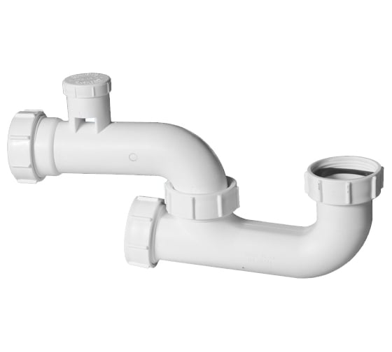 Изображение товара Пластиковое колено McAlpine ф 1 1/2-40, без выпуска, с ревизией и вентиляционным клапаном, высота=75 мм MRB7-ANSV